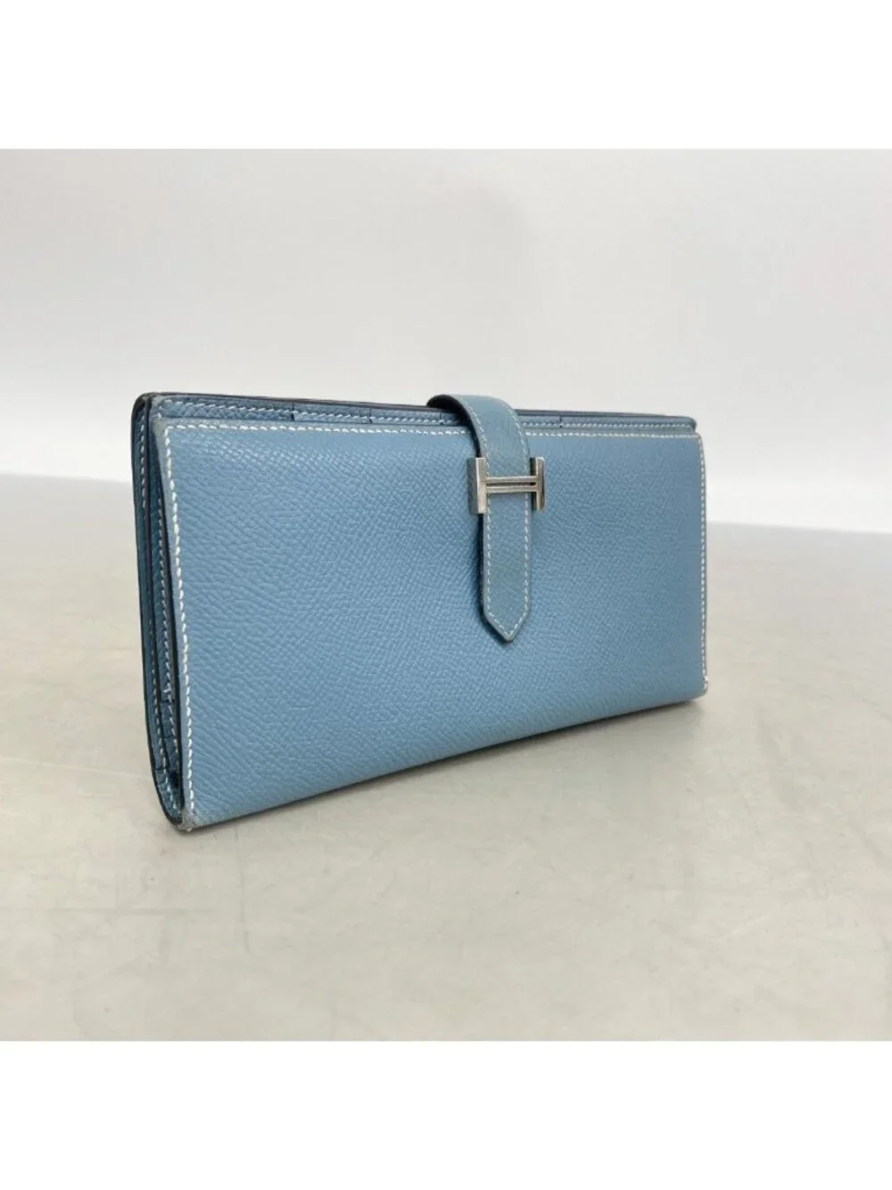 Hermes Wallet Bearn Souffle Veau Epsom Blue Jean Silver